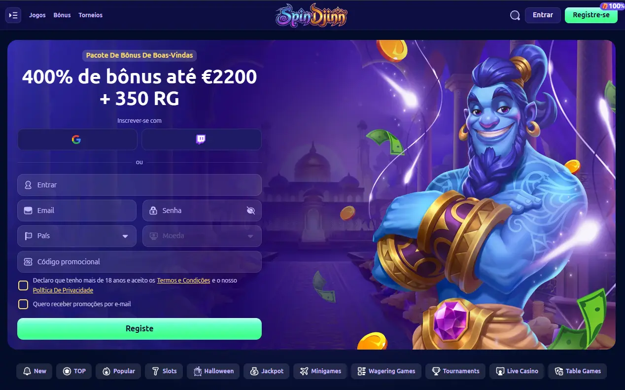 Página principal de Spindjinn — imagem ilustrativa